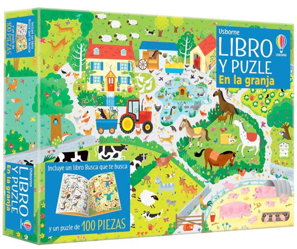 Libro y puzzle: En la granja (100 piezas)