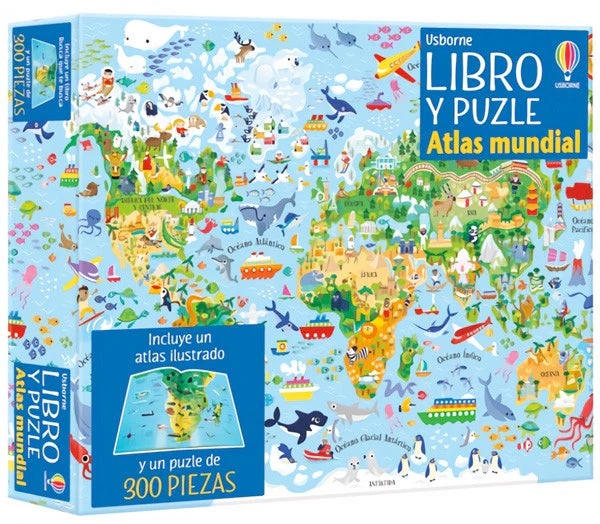 Libro y puzzle: Atlas mundial (300 piezas)