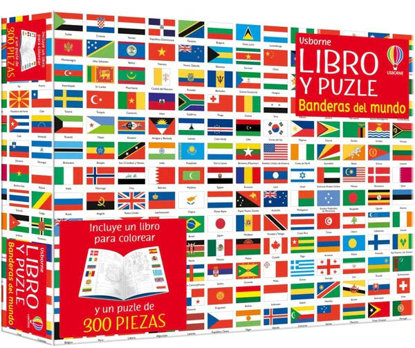 Libro y puzle: Banderas del mundo.(300 piezas)