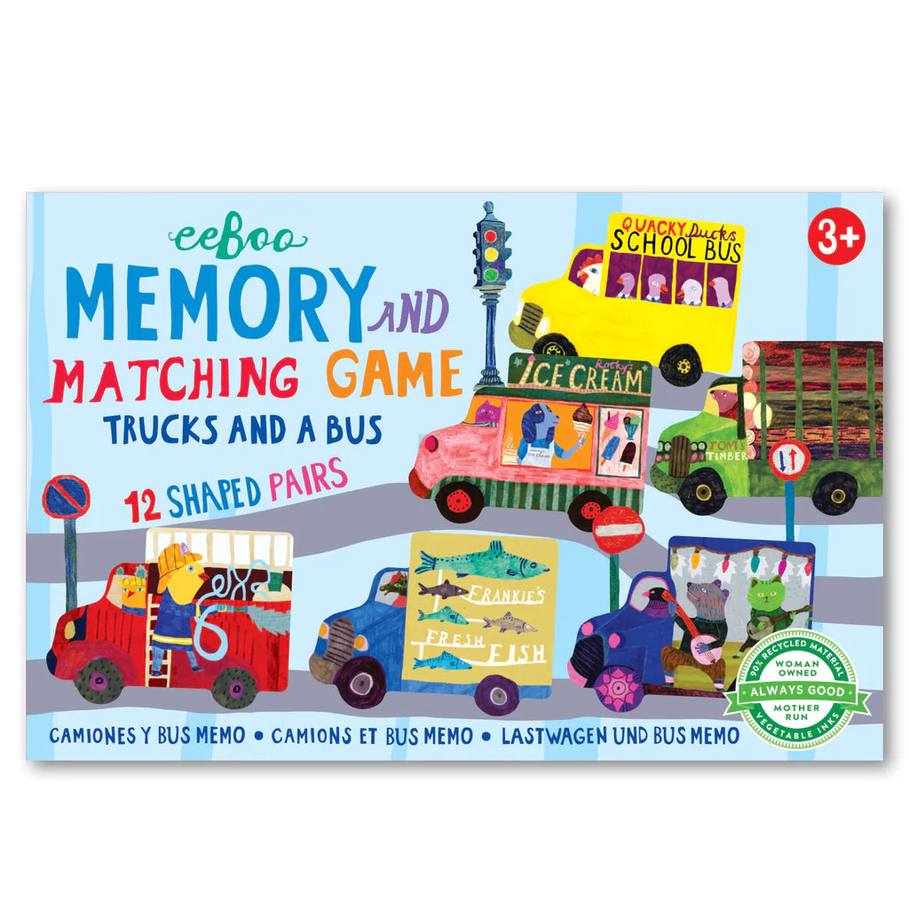 Memory and Matching Game; Juego pequeño memorice Camiones y un Bus