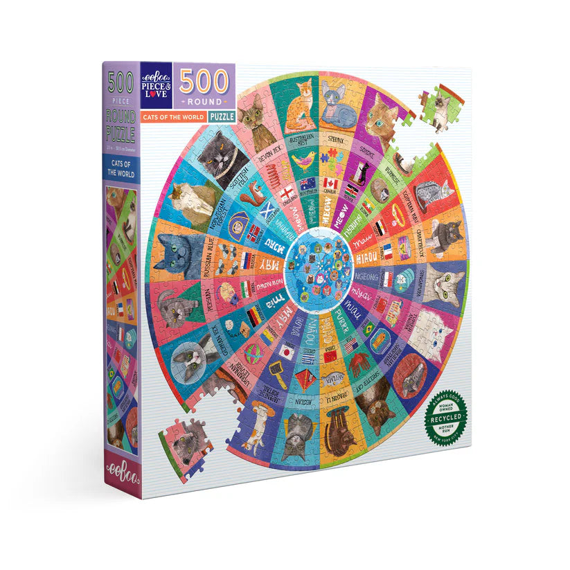 Puzzle redondo 500 piezas - Gatos del mundo