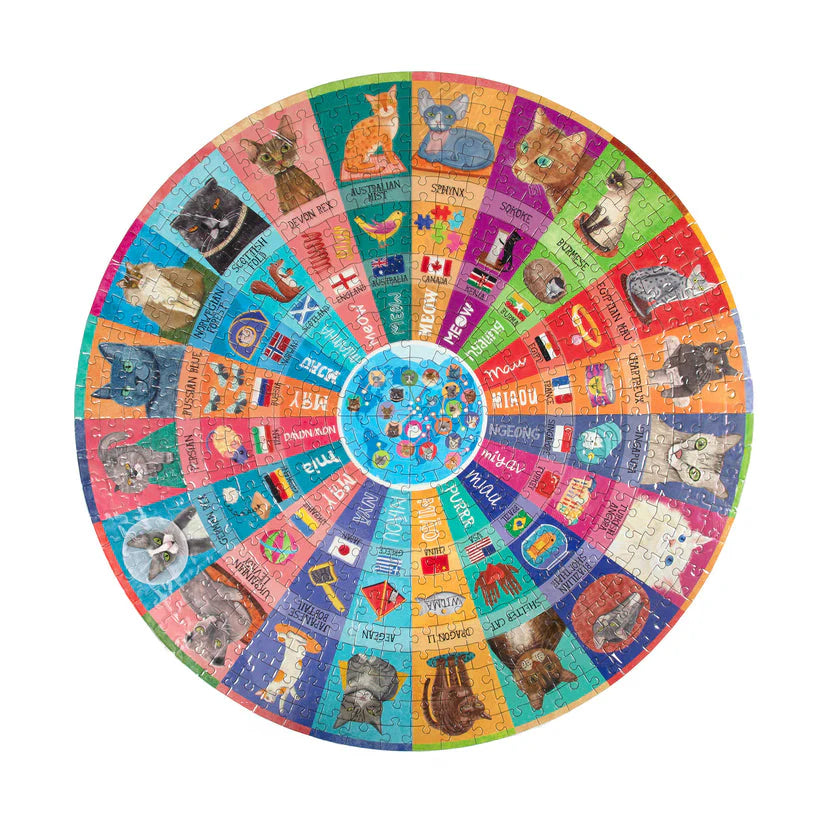 Puzzle redondo 500 piezas - Gatos del mundo