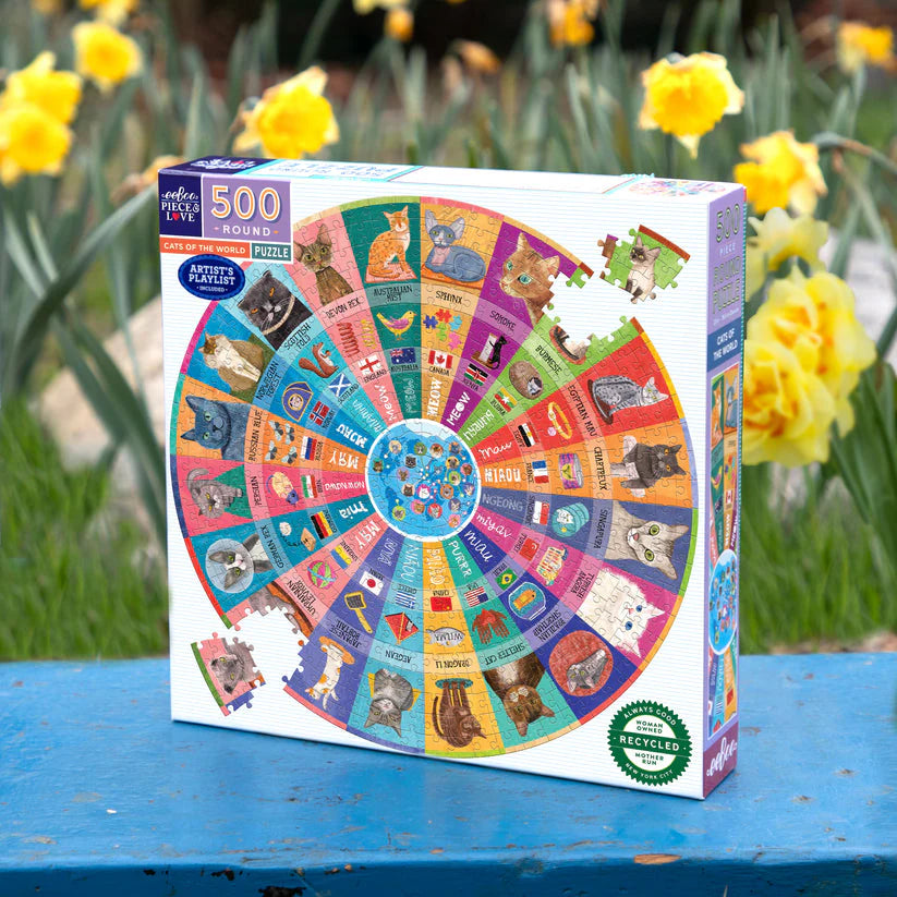 Puzzle redondo 500 piezas - Gatos del mundo