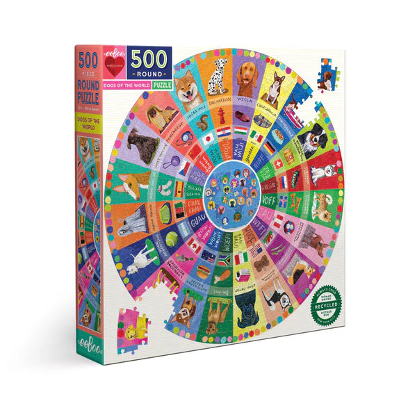 Puzzle redondo 500 piezas - Perros del mundo