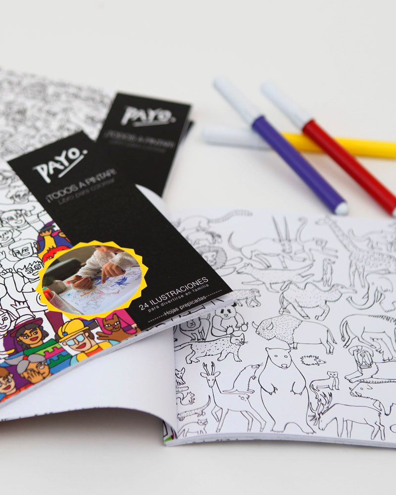 ¡Todos a Pintar! Libro para colorear del muralista e ilustrador Payo Sochting.